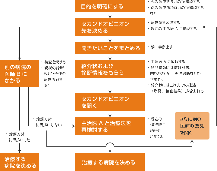 [図による説明：納得してセカンドオピニオンを取る手段]